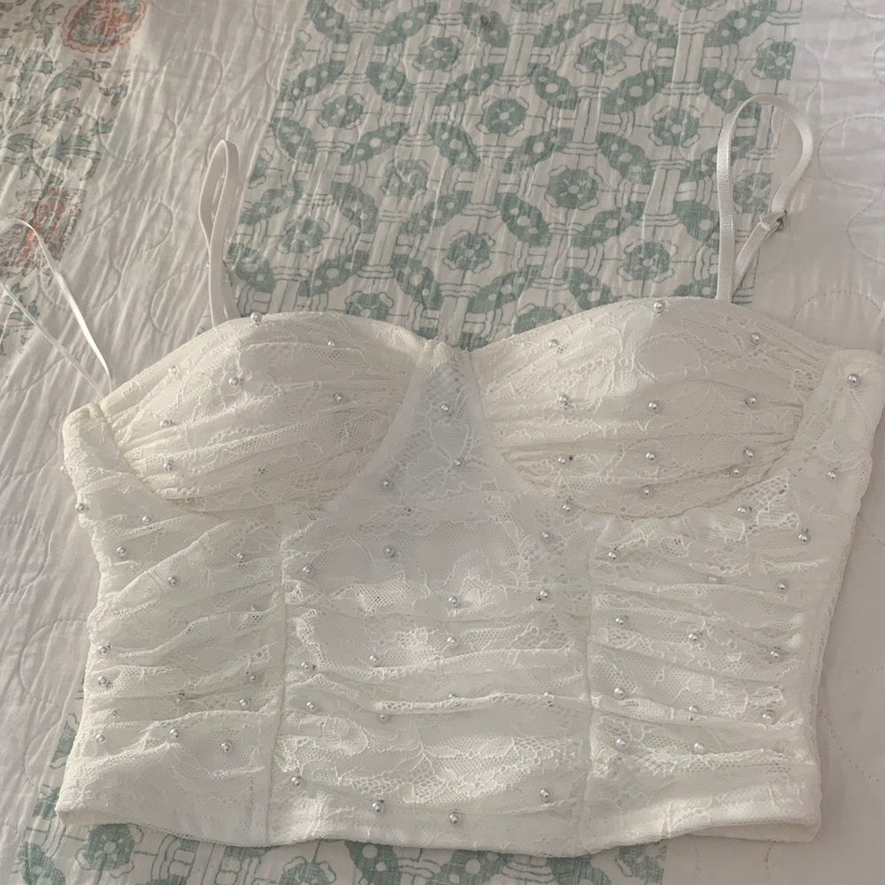 White Lace Bustier Top